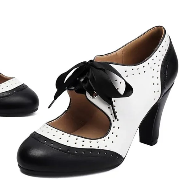 NEW! Women's Mary Jane Vintage Close Round Toe Lace Up Vintage Style 1950's - Picture 5 of 5
